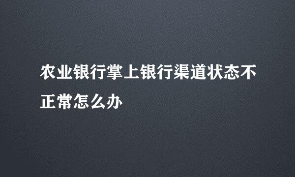 农业银行掌上银行渠道状态不正常怎么办