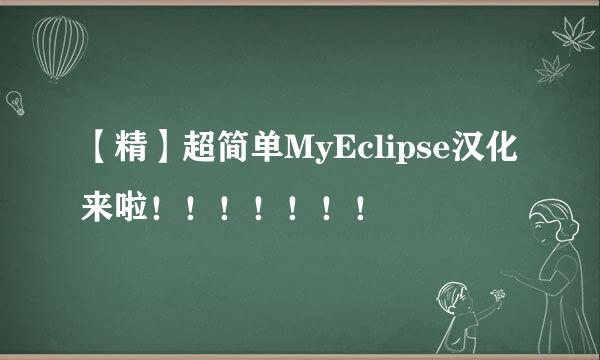 【精】超简单MyEclipse汉化来啦!!!!!!!