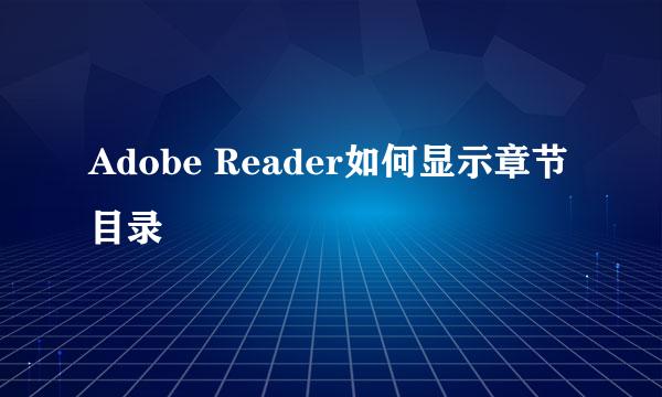Adobe Reader如何显示章节目录