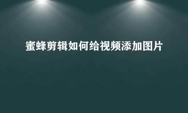 蜜蜂剪辑如何给视频添加图片