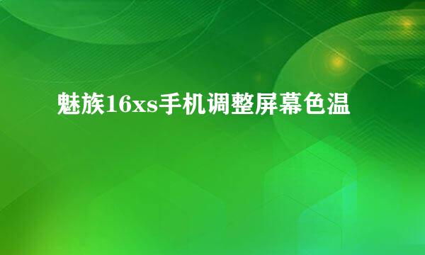 魅族16xs手机调整屏幕色温