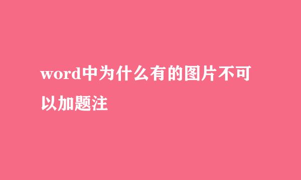 word中为什么有的图片不可以加题注