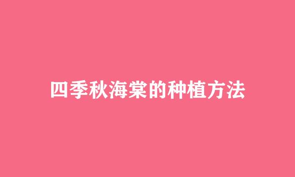 四季秋海棠的种植方法