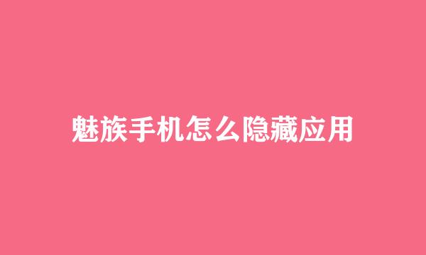 魅族手机怎么隐藏应用