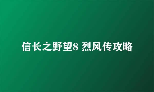 信长之野望8 烈风传攻略