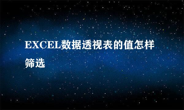 EXCEL数据透视表的值怎样筛选