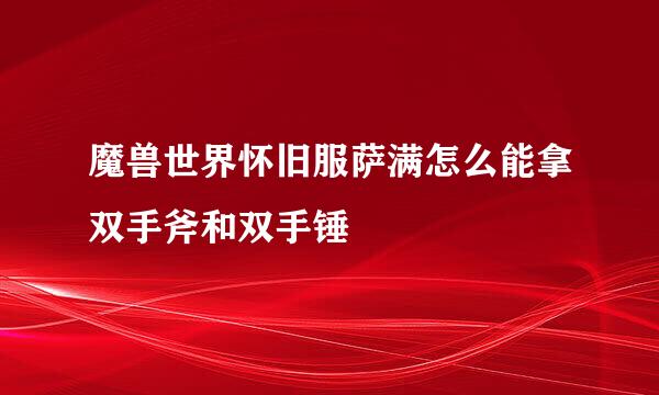 魔兽世界怀旧服萨满怎么能拿双手斧和双手锤