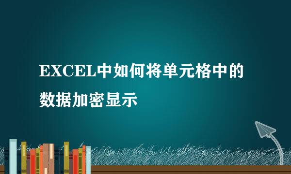 EXCEL中如何将单元格中的数据加密显示
