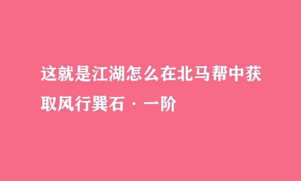 这就是江湖怎么在北马帮中获取风行巽石·一阶