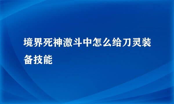 境界死神激斗中怎么给刀灵装备技能