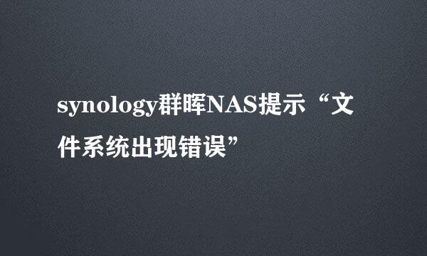 synology群晖NAS提示“文件系统出现错误”