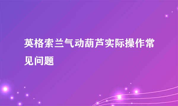 英格索兰气动葫芦实际操作常见问题