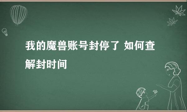 我的魔兽账号封停了 如何查解封时间