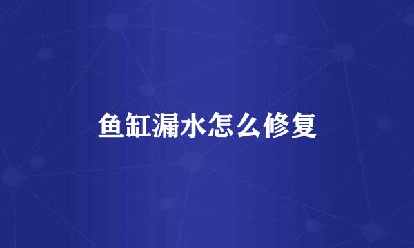 鱼缸漏水怎么修复