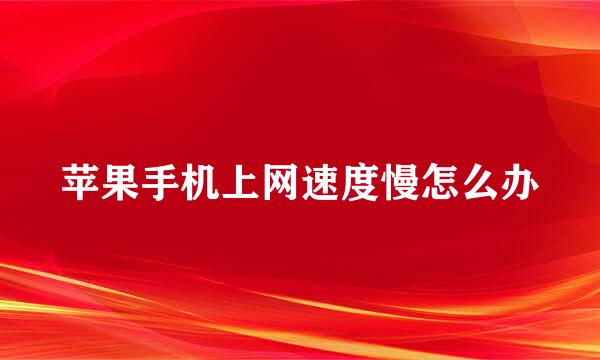 苹果手机上网速度慢怎么办