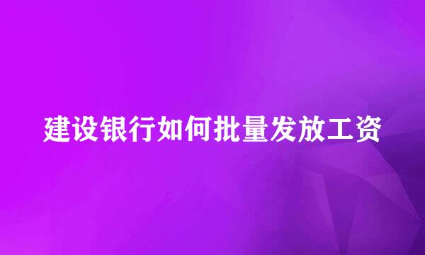 建设银行如何批量发放工资