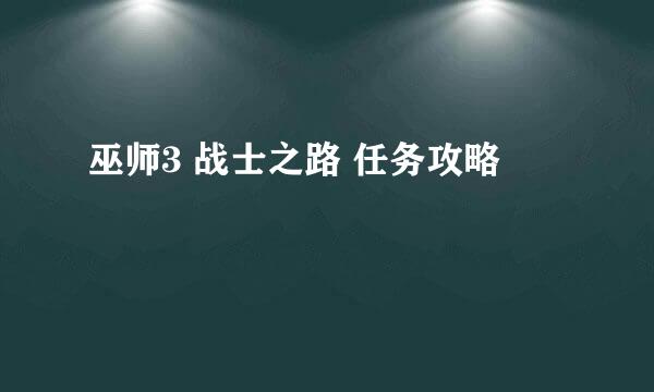 巫师3 战士之路 任务攻略