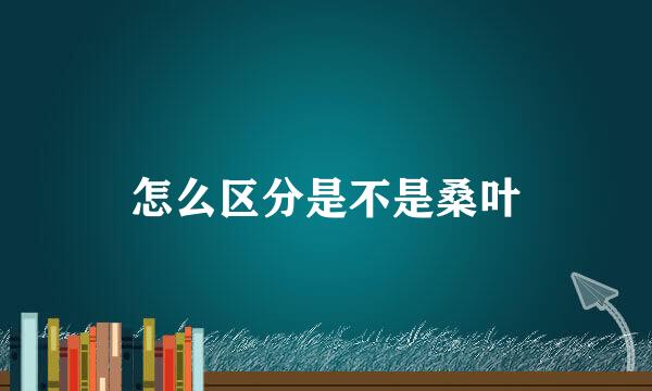 怎么区分是不是桑叶