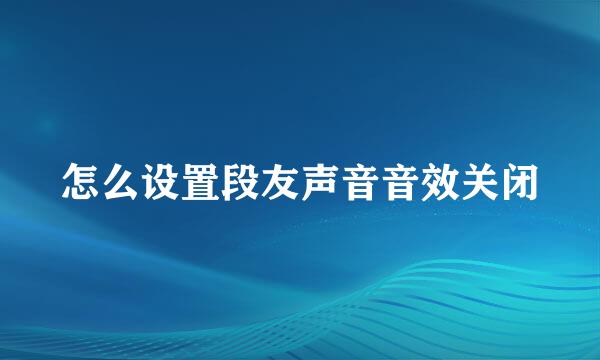 怎么设置段友声音音效关闭