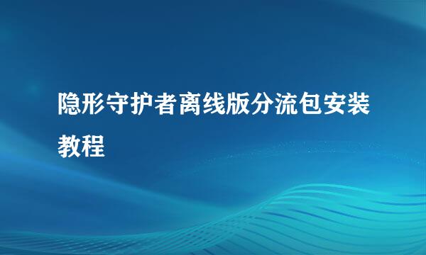 隐形守护者离线版分流包安装教程
