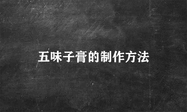五味子膏的制作方法