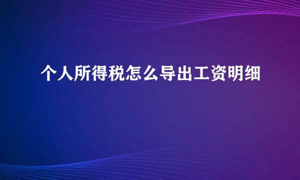 个人所得税怎么导出工资明细