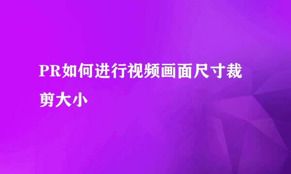 PR如何进行视频画面尺寸裁剪大小