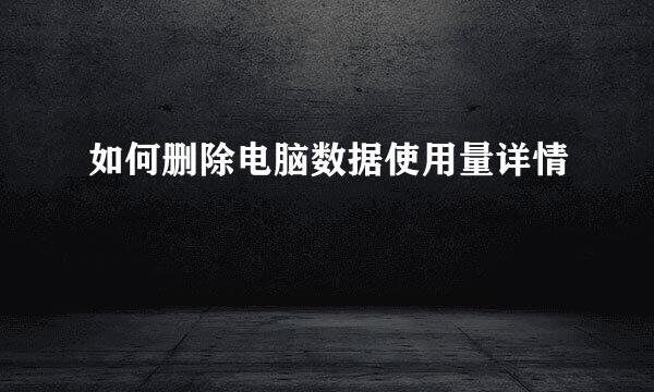 如何删除电脑数据使用量详情