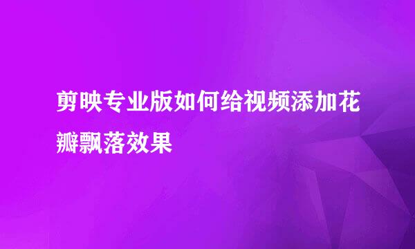 剪映专业版如何给视频添加花瓣飘落效果