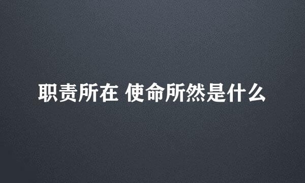 职责所在 使命所然是什么