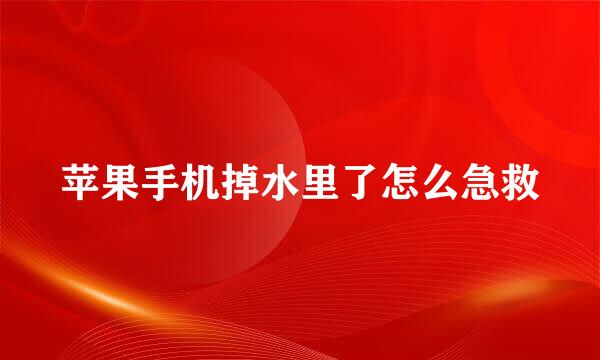 苹果手机掉水里了怎么急救