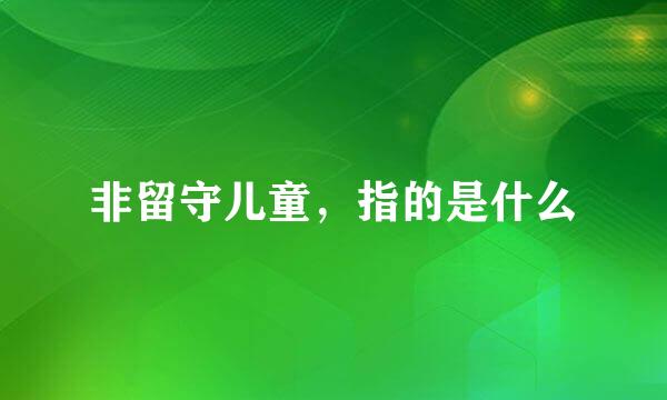 非留守儿童，指的是什么