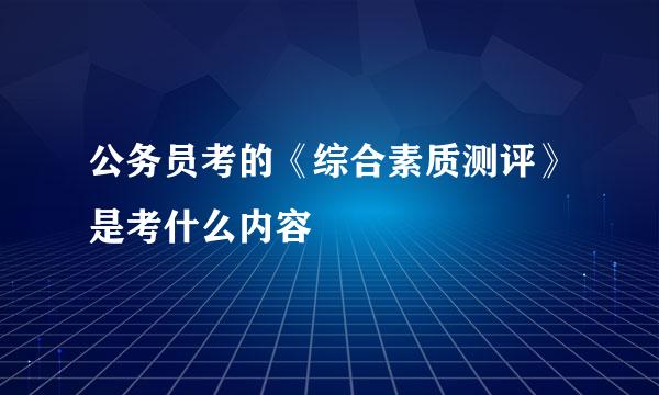 公务员考的《综合素质测评》是考什么内容