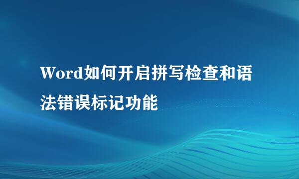 Word如何开启拼写检查和语法错误标记功能
