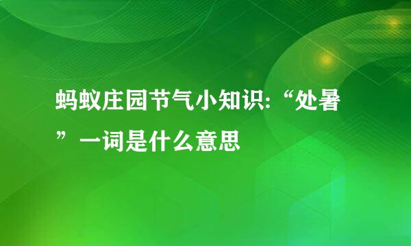 蚂蚁庄园节气小知识:“处暑”一词是什么意思