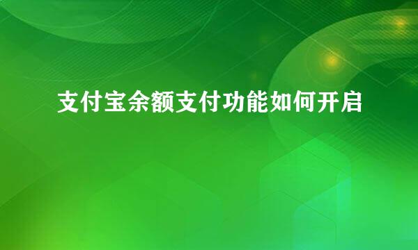 支付宝余额支付功能如何开启