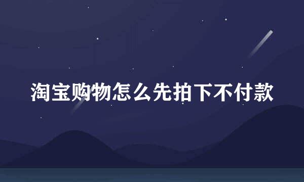 淘宝购物怎么先拍下不付款