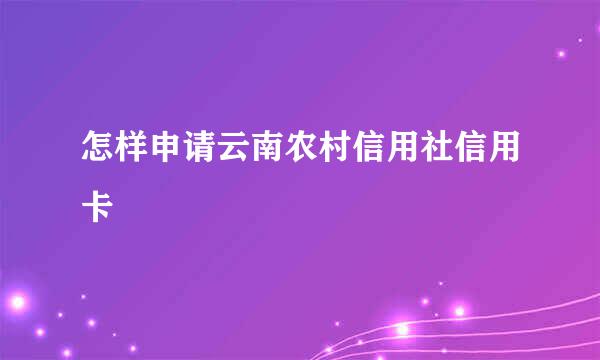 怎样申请云南农村信用社信用卡