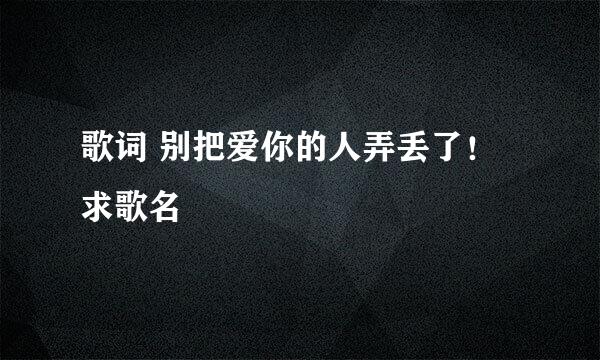 歌词 别把爱你的人弄丢了! 求歌名