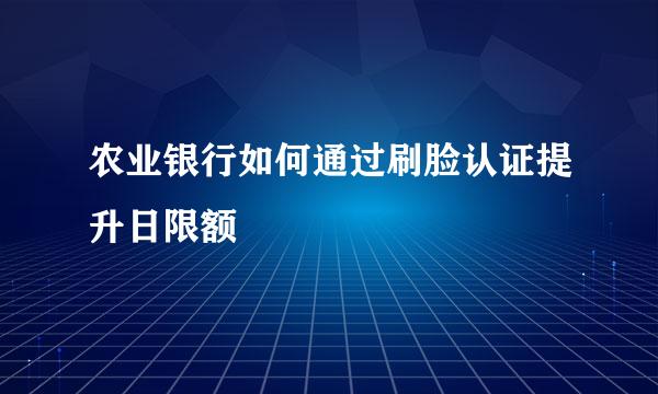农业银行如何通过刷脸认证提升日限额