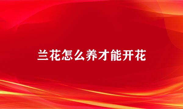 兰花怎么养才能开花