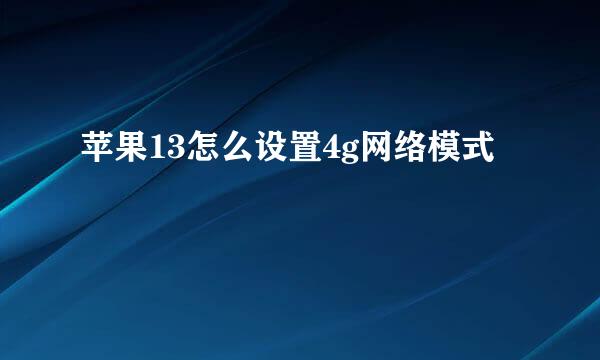 苹果13怎么设置4g网络模式