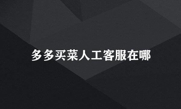 多多买菜人工客服在哪