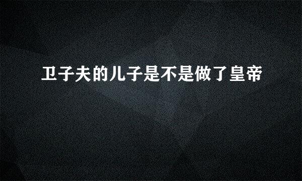 卫子夫的儿子是不是做了皇帝