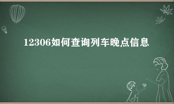 12306如何查询列车晚点信息