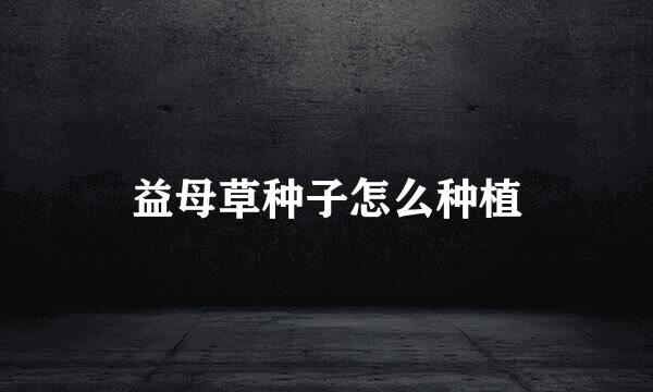 益母草种子怎么种植