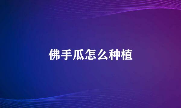 佛手瓜怎么种植