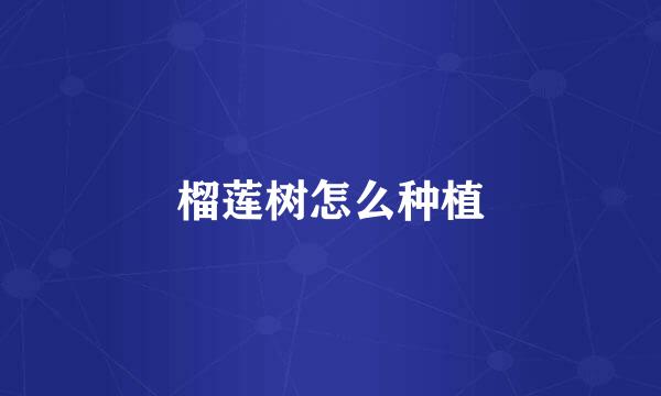 榴莲树怎么种植