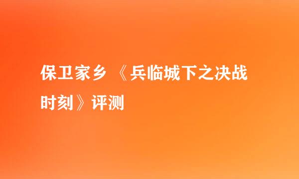 保卫家乡 《兵临城下之决战时刻》评测