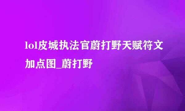 lol皮城执法官蔚打野天赋符文加点图_蔚打野